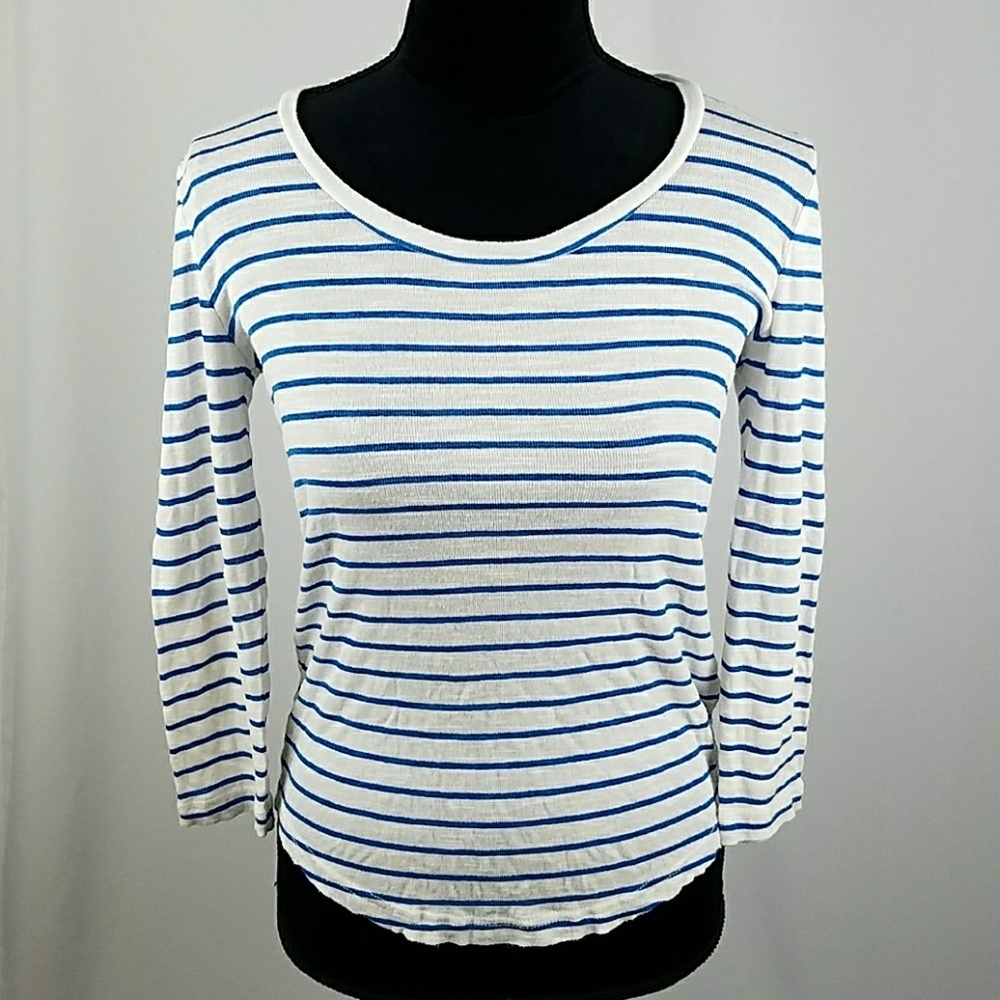 Madewell women XS striped texture tee 3/4‎ sleeve